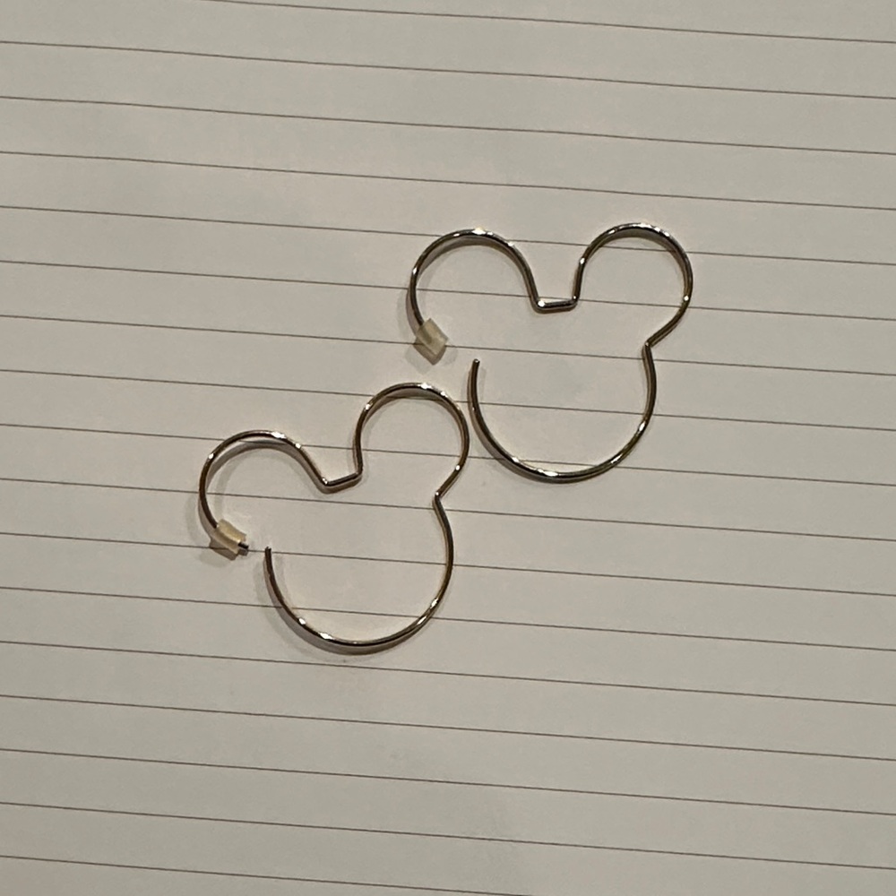Silver Mickey Mouse Hoop Earrings